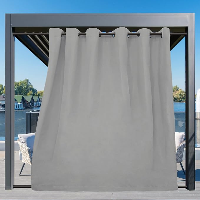 Easy-Going Outdoor Curtains for Patio 1 Panel, 110x96 inch, Light Grey | - Image 3