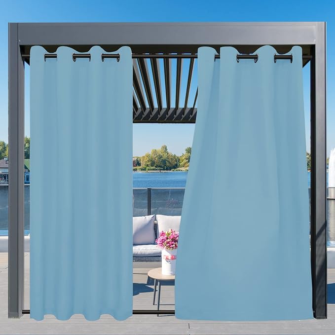 Easy-Going Outdoor Curtains for Patio 1 Panel, 54x96 inch, Sky Blue | Waterproof - Image 3