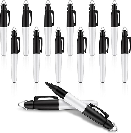 12 Pcs Mini Permanent Markers with Golf Keychain Clips for Nurses Badge Quick Drying Fine Point Ink Pens for Office Outdoor Activities