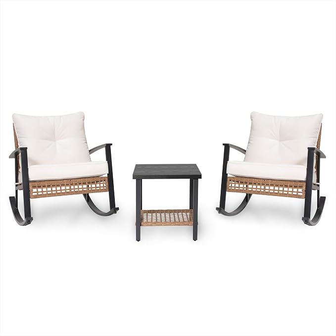 3-Piece Rocking Bistro Set, Outdoor Patio Furniture - Image 8