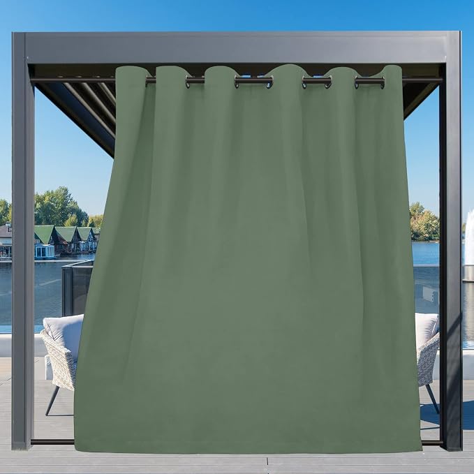 Easy-Going Outdoor Curtains for Patio 1 Panel, 110x84 inch, Sage Green | - Image 3