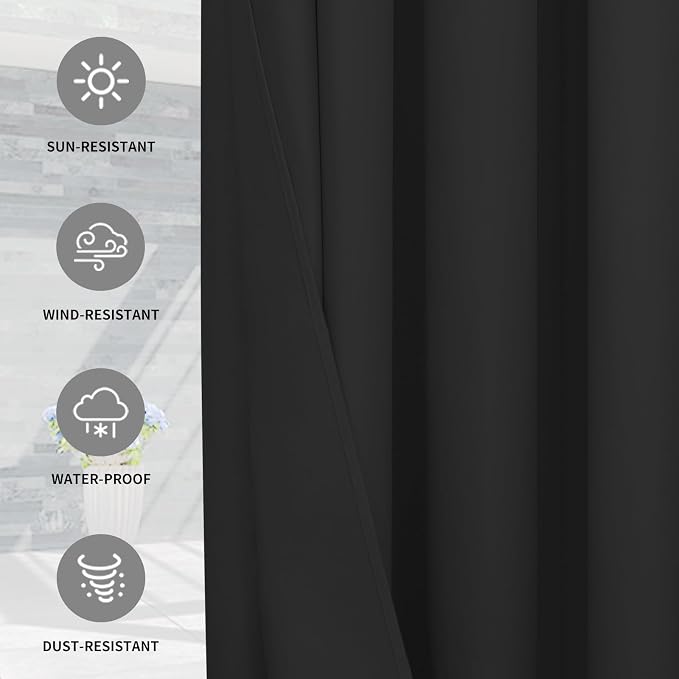 Easy-Going 100% Waterproof Outdoor Curtains 110x84 inch, Gazebo and Pergola 1 - Image 5