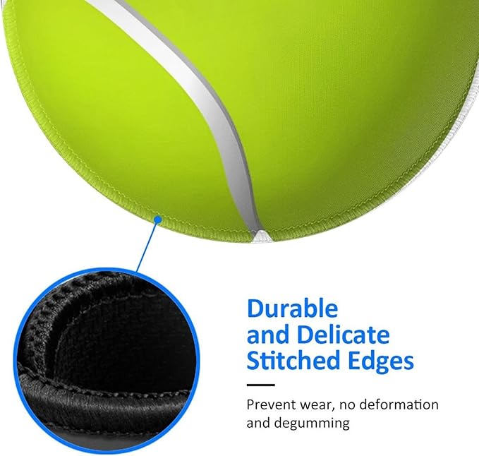Tennis Ball Mouse Pad, Mouse Pads for Desk, Stitched Edge Mousepad with Non-Slip Rubber Base, Gaming Mouse Mat for Computer Laptop Home Office