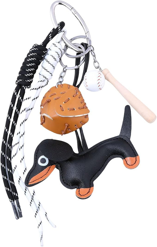 Unique Keychain Designer Rope Bag Charms for Handbag - Cute Teddy Bear Purse Charm - Leather Dachshund Accessory