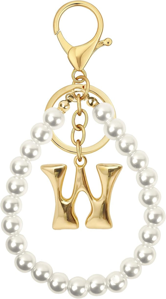 Gold Bubble Heart, Cherry, Bow & More Designs Letter Initial Keychain Bag Charms – Cute Purse Charms for Handbags