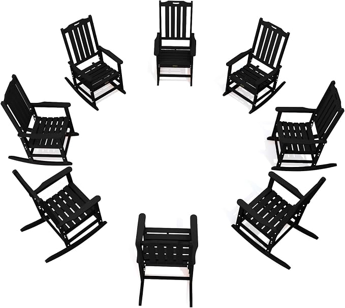 THOEOE Outdoor Rocking Chairs Set of 8, Oversized Patio Rocking Chair | HDPE by THOEOE
