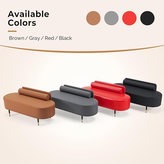 OmySalon Waiting Room Bench with Low Back, 53.5" Office Guest Chair, Faux Leather Upholstered Reception Seating, Lobby Bench for Beauty Salon Barbershop Airport Bank Hall Room Conference