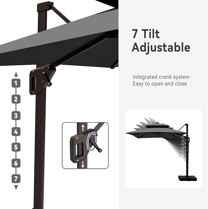 9' X 12' Cantilever Patio Outdoor Umbrella - Image 4