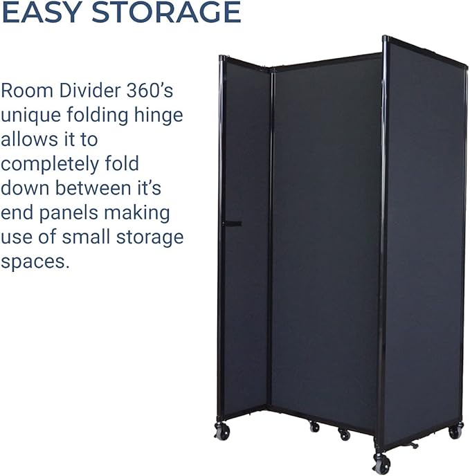 Versare Room Divider 360 Portable Wall Partition | Folding Panels | Large Freestanding Divider | Locking Wheels | Temporary Room Separator | 14' x 7'6'', Latte