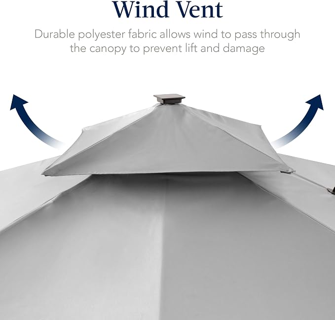 Best Choice Products 9x12ft LED Cantilever Patio Umbrella w/Base Included & - Image 7