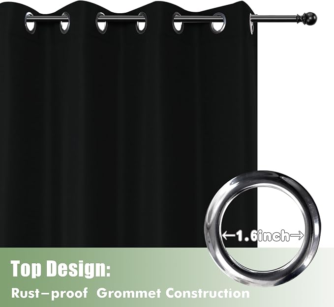 HolidayIdeas Outdoor Curtains for Patio Waterproof 6 Pcs 54x95 Inch Black | - Image 4