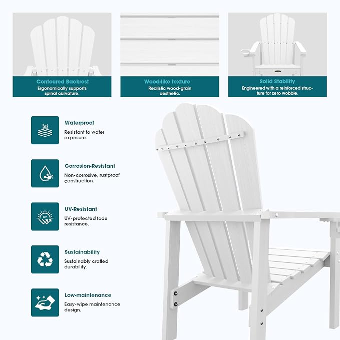 THOEOE Stackable Adirondack Chair Set of 8, Fire Pit Chairs Set of 8 | - Image 6