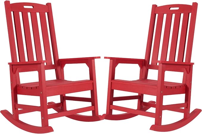 Outdoor Rocking Chairs Set of 2, Oversized Porch Rocker | Weather Resistant by PsilvamGardenFurniture
