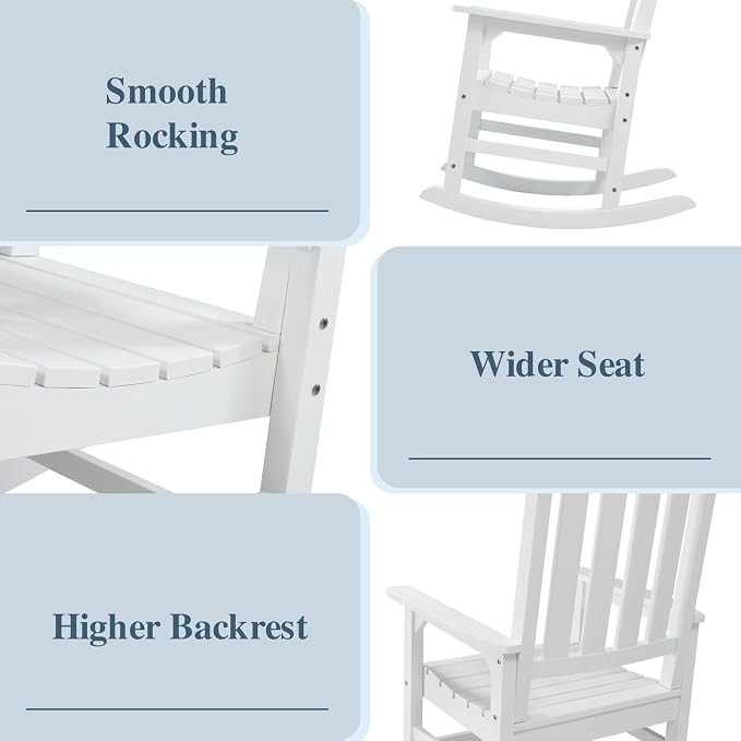 Outdoor Rocking Chairs Set of 2, Oversized Porch Rocker | Weather Resistant - Image 4