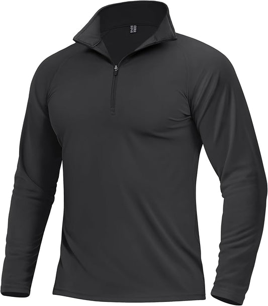 Boladeci Men's Quarter Zip Pullover Premium Fleece Lined Long Sleeve Golf Shirts Warm Hiking Shirts Lightweight Sweatshirts