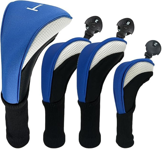 Golf Head Covers for Fairway Woods Driver Hybrids 5 Pieces Nylon Mesh Sports Fan Golf Club Headcovers-Golf Accessories for Men Women.