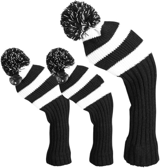 Golf Head Covers for Driver Woods Fairway Hybrids, Long Neck Golf Club Headcovers Set with Number Tags 1 3 5（3pcs）