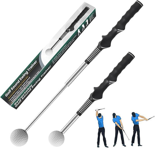 Retractable Golf Swing Trainer,Warm-Up Golf Training Aid,Golf Grip Trainer,Right-Handed Strength & Tempo Training for Chipping Hitting,Golf Accessories for Men (Right Handed-Black)