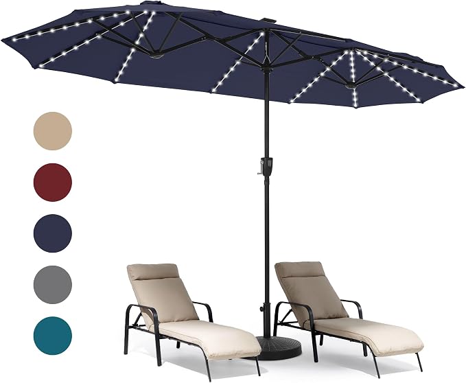 13 ft Patio Umbrella with 120 LED Solar Lights Outdoor Umbrella, 8 Colors - Image 2