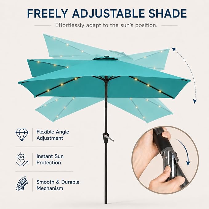 6.5 x 10ft Rectangular Patio Umbrella - Image 4