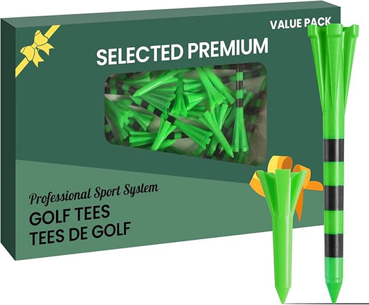 Golf Tees Plastic Unbreakable 60 Pack 2 3/4 or 3 1/4 Inch with 20 More Short Tees 1 1/2 Inch Red Green Pink