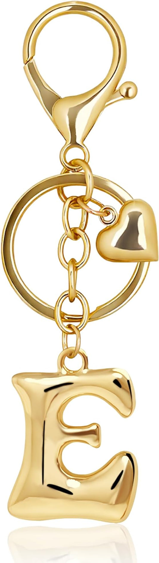Gold Bubble Heart, Cherry, Bow & More Designs Letter Initial Keychain Bag Charms – Cute Purse Charms for Handbags