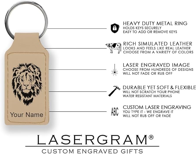 LaserGram Rectangle Keychain, Disc Golf, Personalized Engraving Included