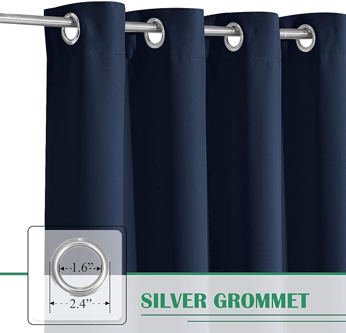 Outdoor Curtains for Patio W52 x L84 Inch Navy Blue, 1 Panel | Outdoor Blackout - Image 2