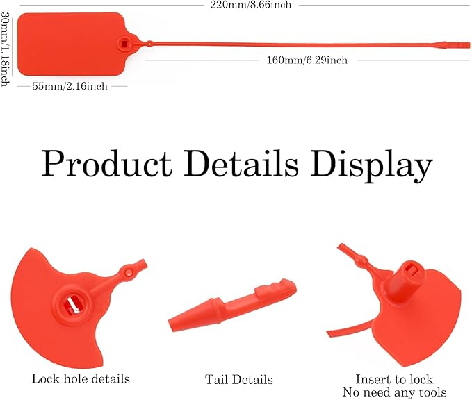 100pcs Luggage Tags Plastic Seals Shipping Label Logistics Sign Tie Bag Tag, Sealing Storage Multi Purpose Name ID Tag with Marker for Suitcases, Backpack, Schoolbag, Car Key (Red)