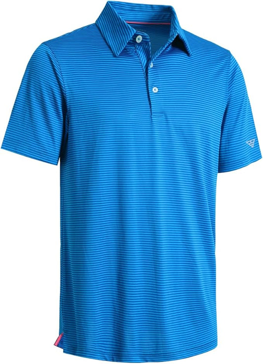 Golf Shirts for Men Dry Fit Short Sleeve Print Performance Moisture Wicking Polo Shirt