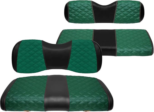 Golf Cart Seat Covers Front and Rear Waterproof and Sun Resistant Marine Grade Vinyl Leather Seat Cover Accessories for Yamaha Drive 2007-2016/Drive 2 2017+, Green(4PCS)