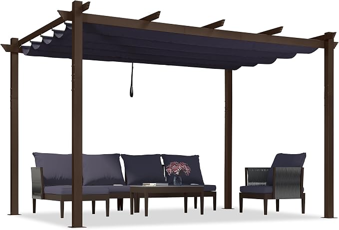 PURPLE LEAF Patio Pergola 10' X 13' Metal Retractable Canopy, All-aluminum - Image 9