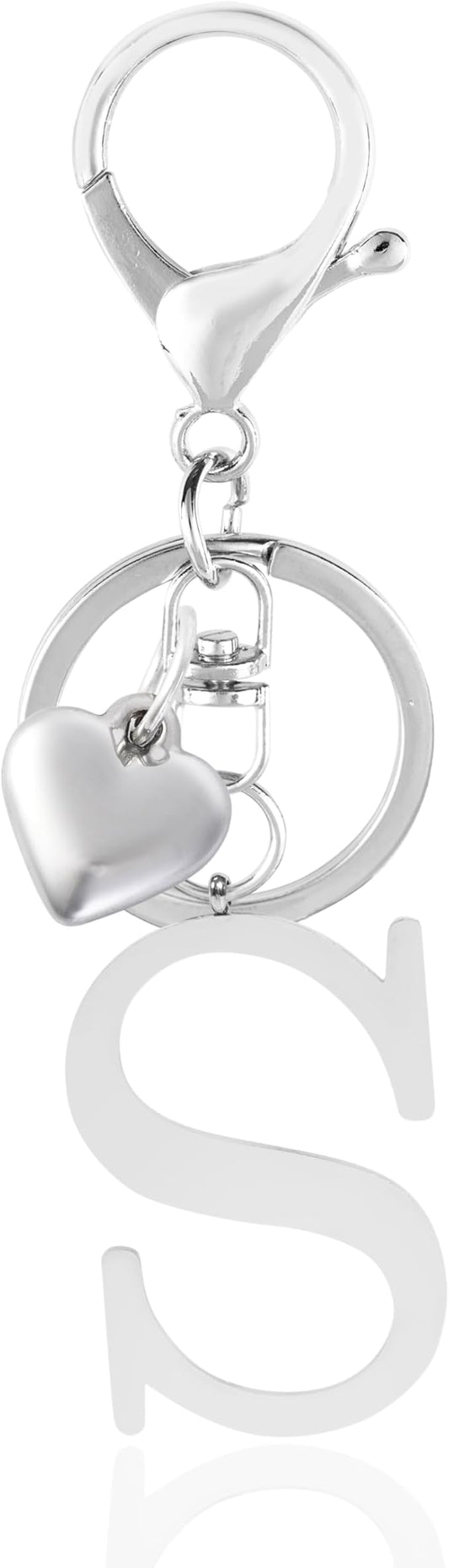Metal Heart Alphabet Keychain for Women, Girls - Cute Initial Letter Accessories for Purse, Bag Charms and Backpack