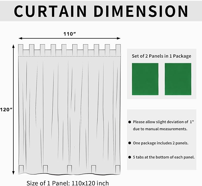 Easy-Going Outdoor Patio Curtains 2 Panels, 110x120 inch, Porch and Pergola - Image 6