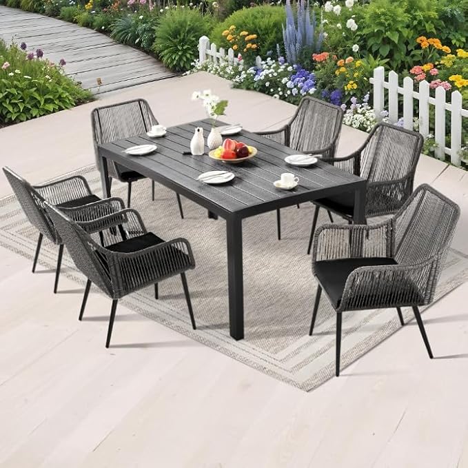 Patio Dining Chairs Outdoor Dining Chairs Set of 4, Woven Twisted Wicker Rattan - Image 8