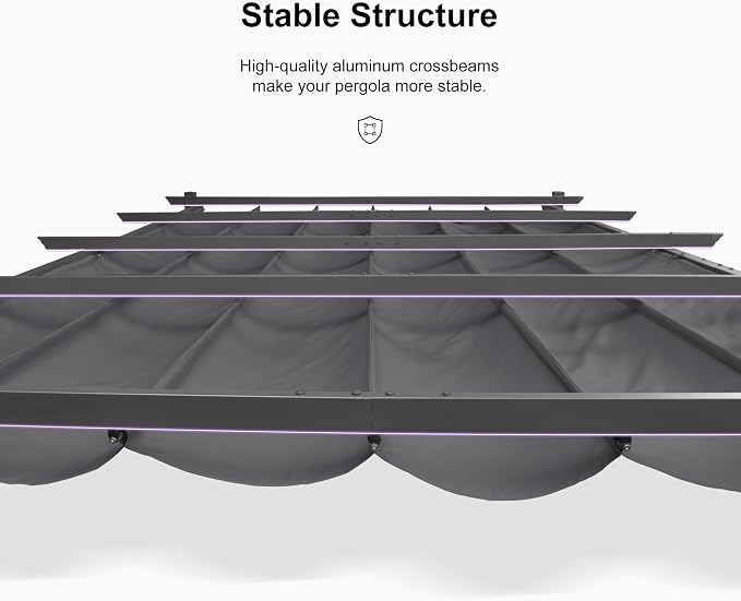 PURPLE LEAF Outdoor Pergola 10' X 10' Retractable Canopy Aluminum, Custom Shade - Image 6