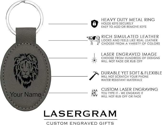 LaserGram Oval Keychain, Disc Golf, Personalized Engraving Included