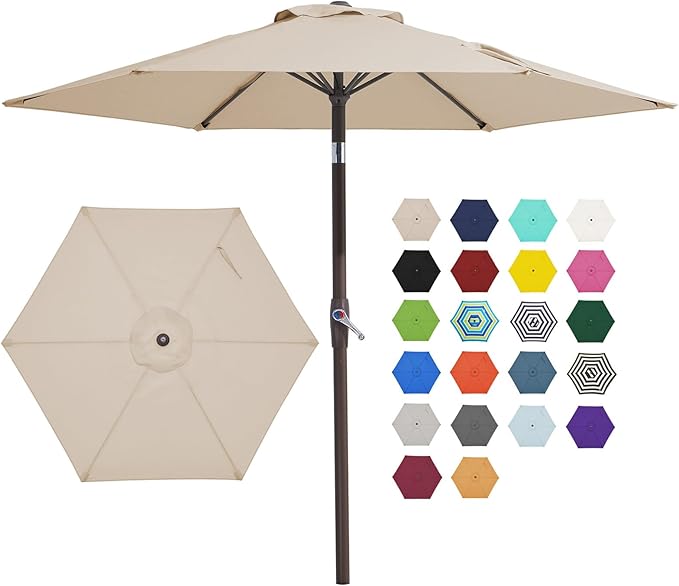 JEAREY 7.5 ft Outdoor Patio Umbrella, Table Umbrella, Tilt & Crank lift by JEAREYOutdoorsCollection