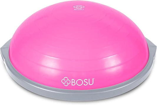 Bosu Balance Ball Exercise Trainer, Home Gym Equipment w/ Guided Workouts & Pump, 26", Blue - Inflatable Fitness Platform for Strength Training, Standing, Balancing, and Core Workout