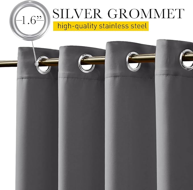 NICETOWN 2 Panels Outdoor Curtains Waterproof Fixed Bottom W52xL95 Grey | - Image 4