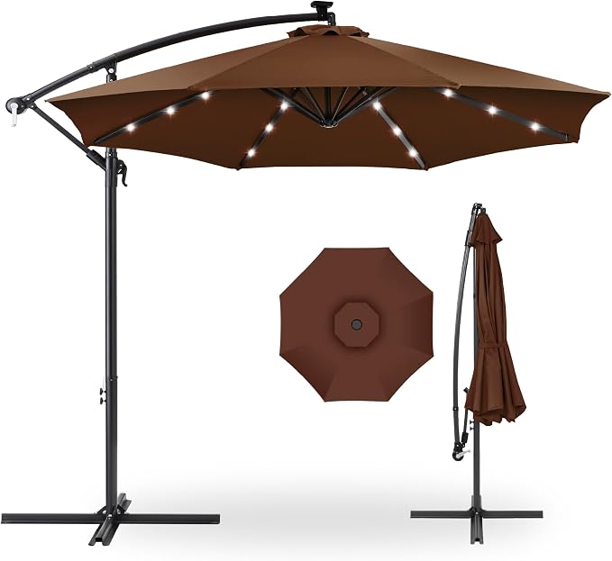 Best Choice Products 10ft Solar LED Offset Cantilever Hanging Market Patio by Unknown
