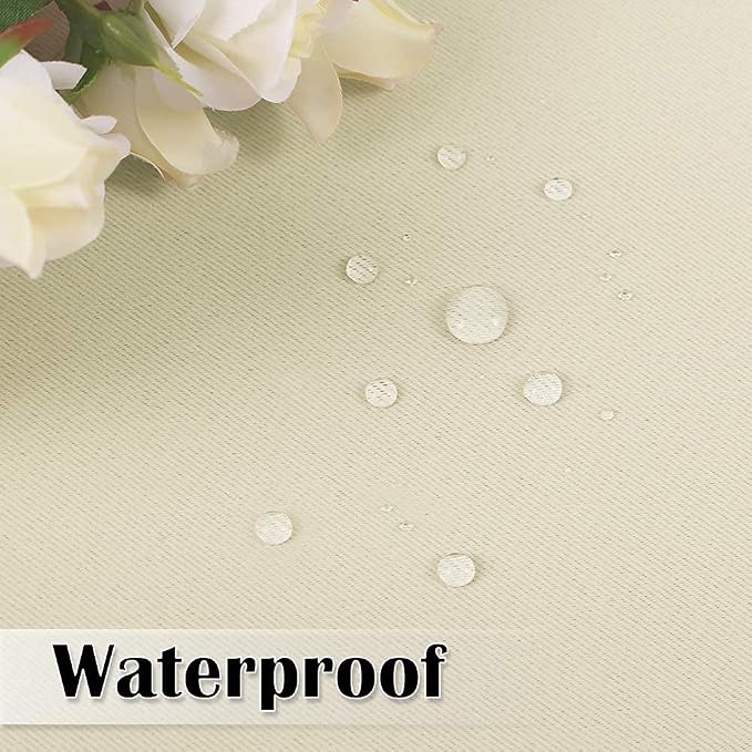 Waterproof Curtains for Patio W100 x L95 Inch Natural Beige, 1 Panel | Block - Image 5