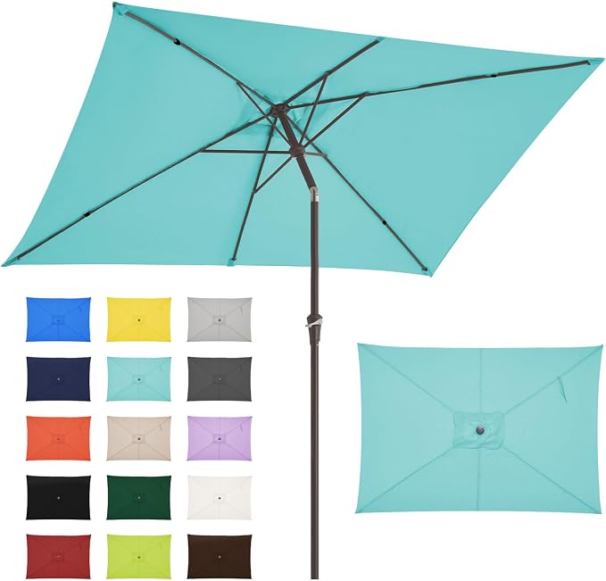JEAREY 6.5x10 ft Rectangular Patio Umbrellas Outdoor Market Umbrella - Image 2