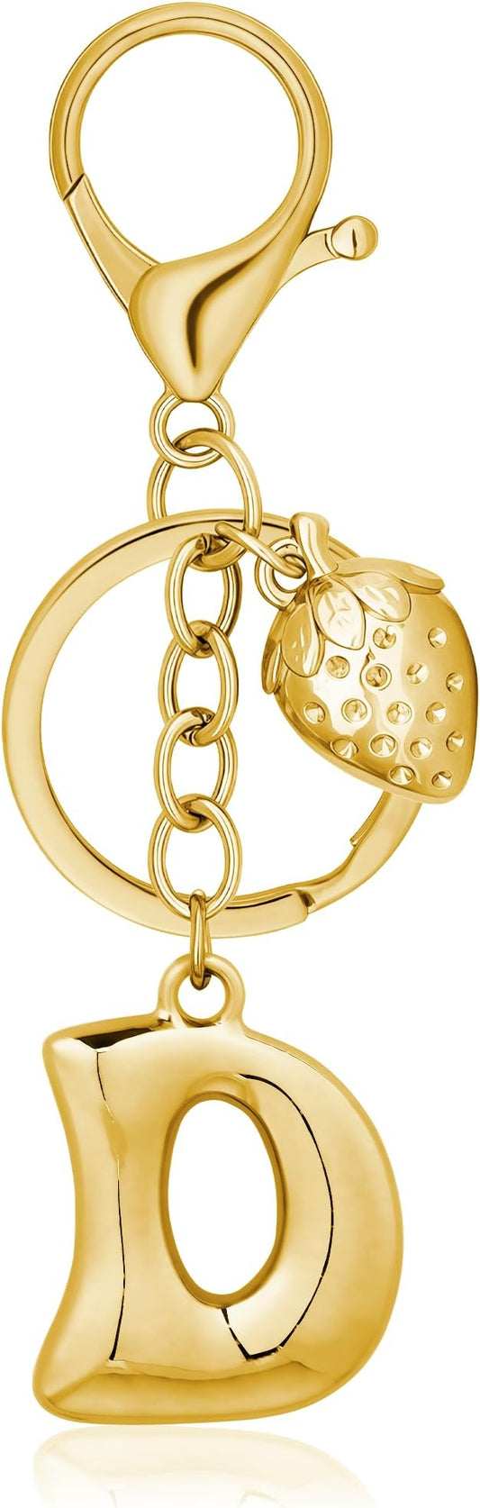 Gold Bubble Heart, Cherry, Bow & More Designs Letter Initial Keychain Bag Charms – Cute Purse Charms for Handbags