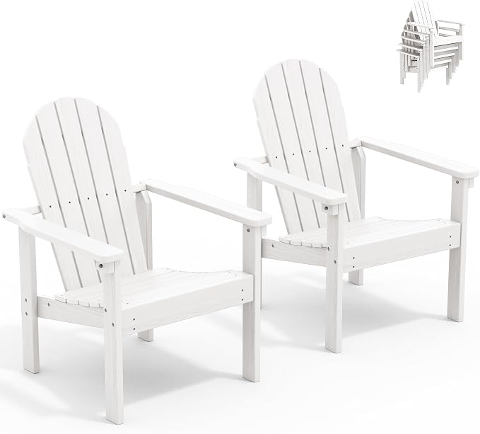 SERWALL HDPE Stackable Adirondack Chairs Set of 2, Space-Saving by SERWALL