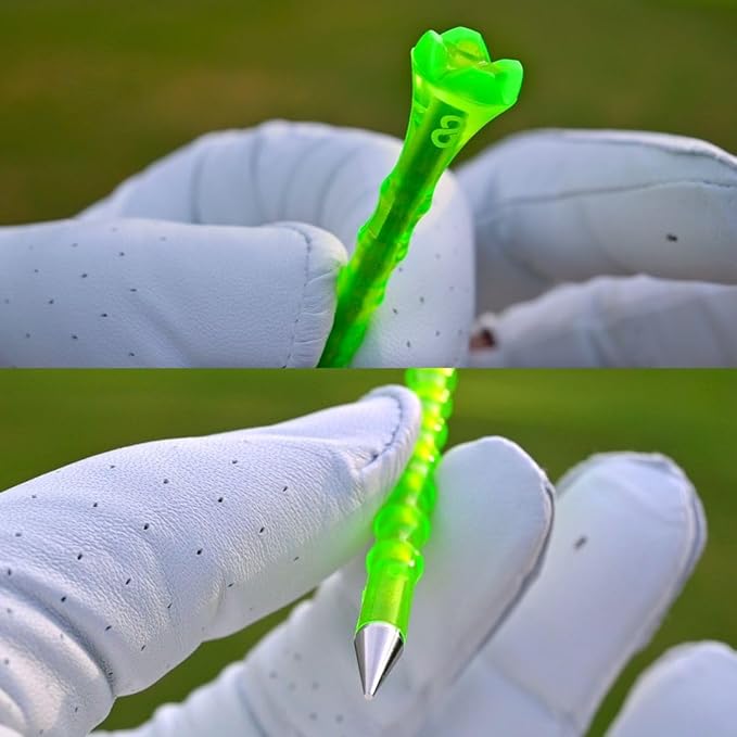 AIRGLO Forever Tee Premium Metal Unbreakable Golf Tees (2 Pack), Extended Metal Tip, Golf Club Groove Cleaner, Golf Divot Tool, Durable Transparent Plastic Golf Tees