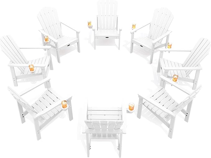 THOEOE Stackable Adirondack Chair Set of 8, Fire Pit Chairs Set of 8 | by THOEOE