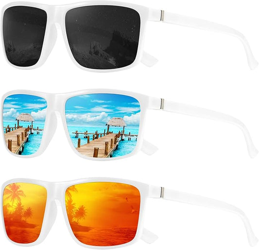 KALIYADI Polarized Sunglasses for Men and Women, Mens Sun Glasses with UV Protection for Driving Fishing Golf (3 Packs)