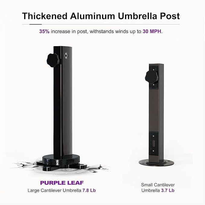 PURPLE LEAF Cantilever Umbrella 10' X 10' Square Umbrella Double Top Grey | - Image 4