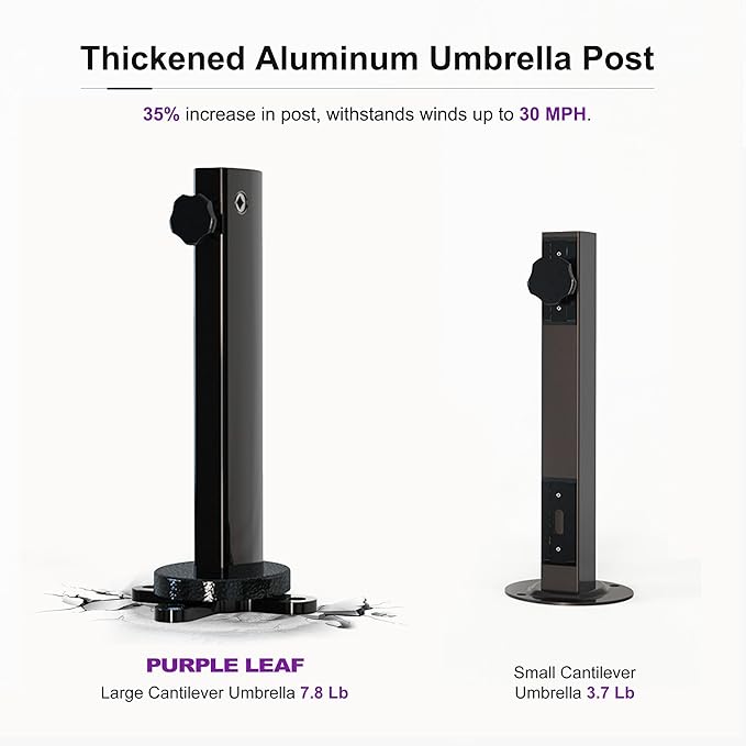 PURPLE LEAF Cantilever Umbrella 12FT Heavy Duty Umbrella Double Top Taupe | - Image 4